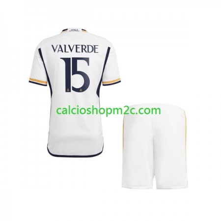 Real Madrid Federico Valverde 15 Bambino Maglia Prima 2023/2024 Manica Corta